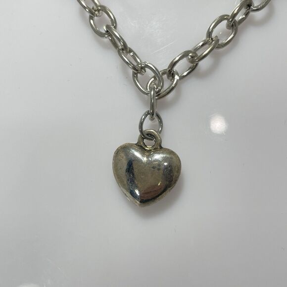Vintage Silver Tone EFFY Heart Charm Bracelet 8" - Picture 2 of 4
